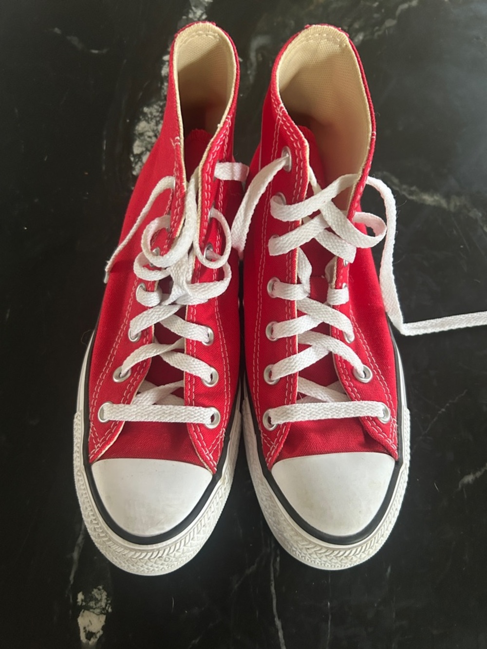 Converse Kids Red High-Top Canvas Sneakers with White Laces